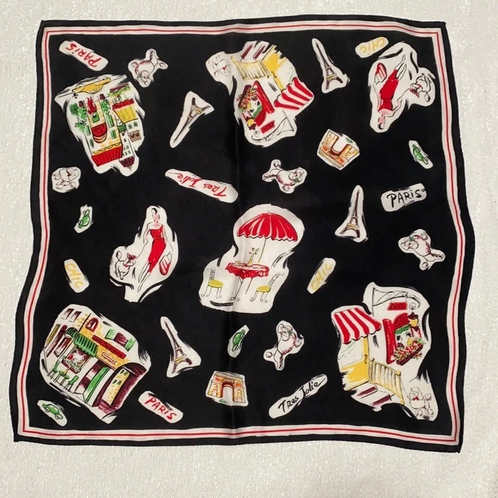 Paris themed‎ small silk scarf